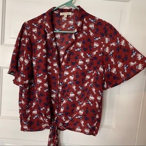 Dog Patterned Button Up Top
